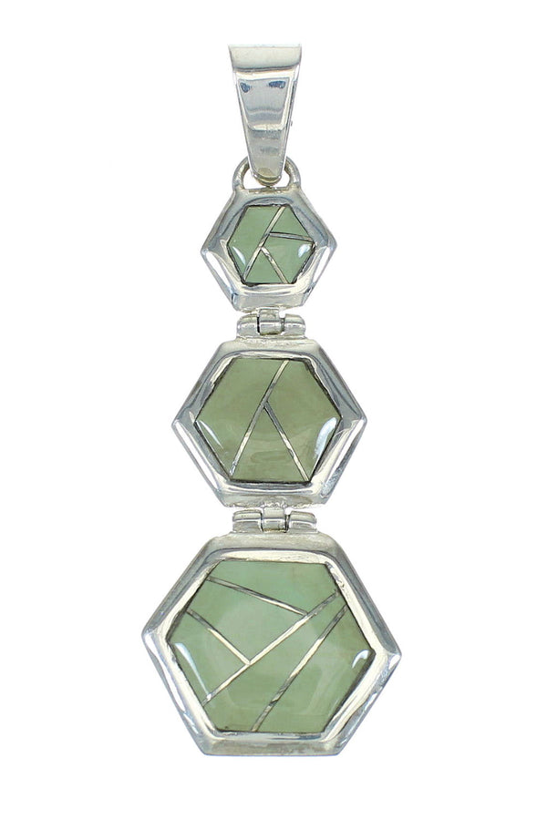 Turquoise Inlay Southwest Authentic Sterling Silver Pendant MX65257